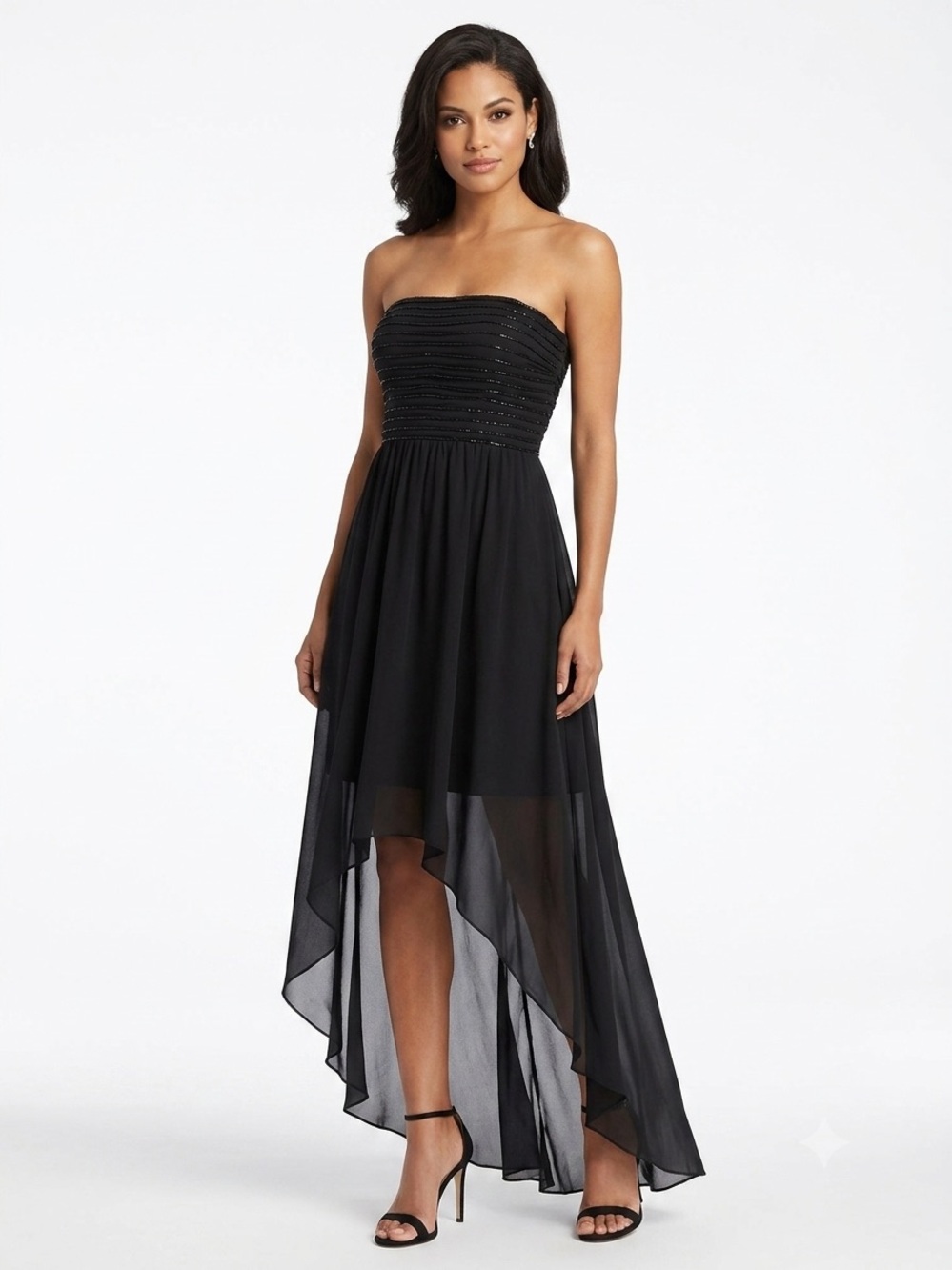 My Michelle Black Strapless High-Low Evening Dress